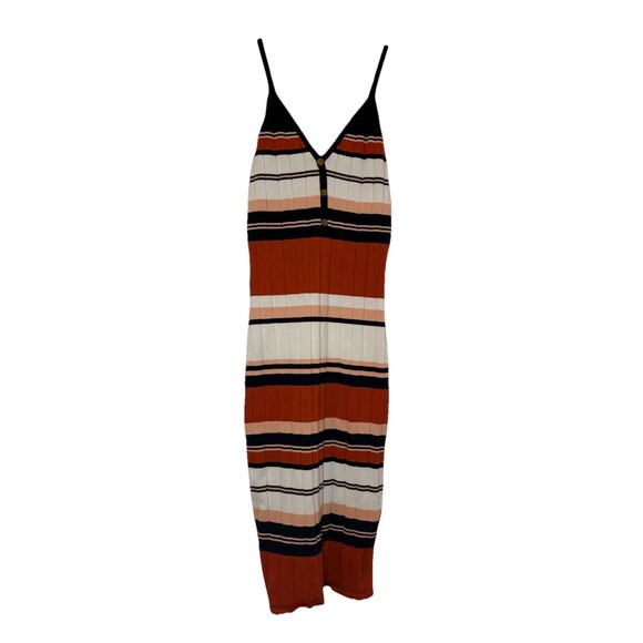 Jolie & Joy Multicolor Striped Bodycon Knit Tank Dress Size XL Navy Rust - Picture 1 of 7